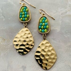Hammered Metal Golden Dangle Earrings